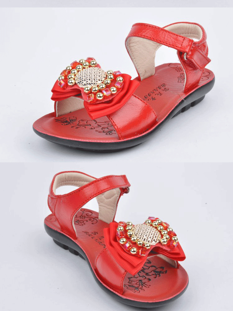 宾尼兔正品特价 公主沙滩鞋 蝴蝶结儿童凉鞋 韩版真皮女童鞋