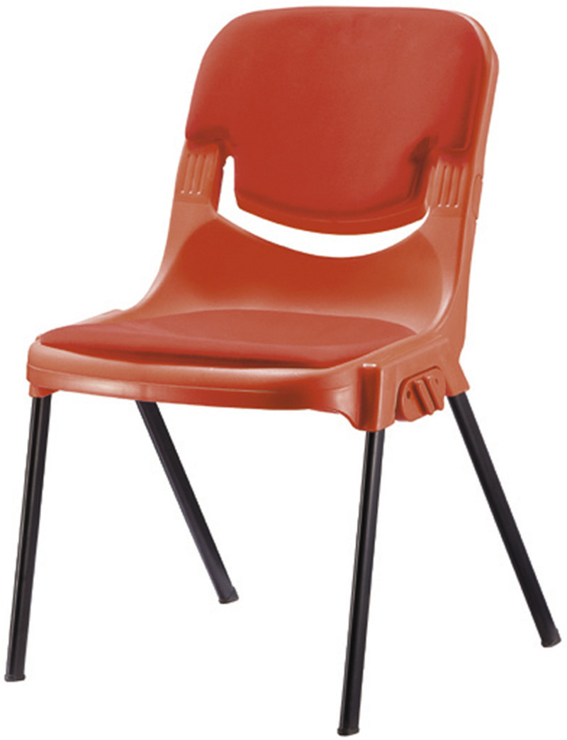 福金迪四脚红色塑料培训会议接待办公椅休闲椅