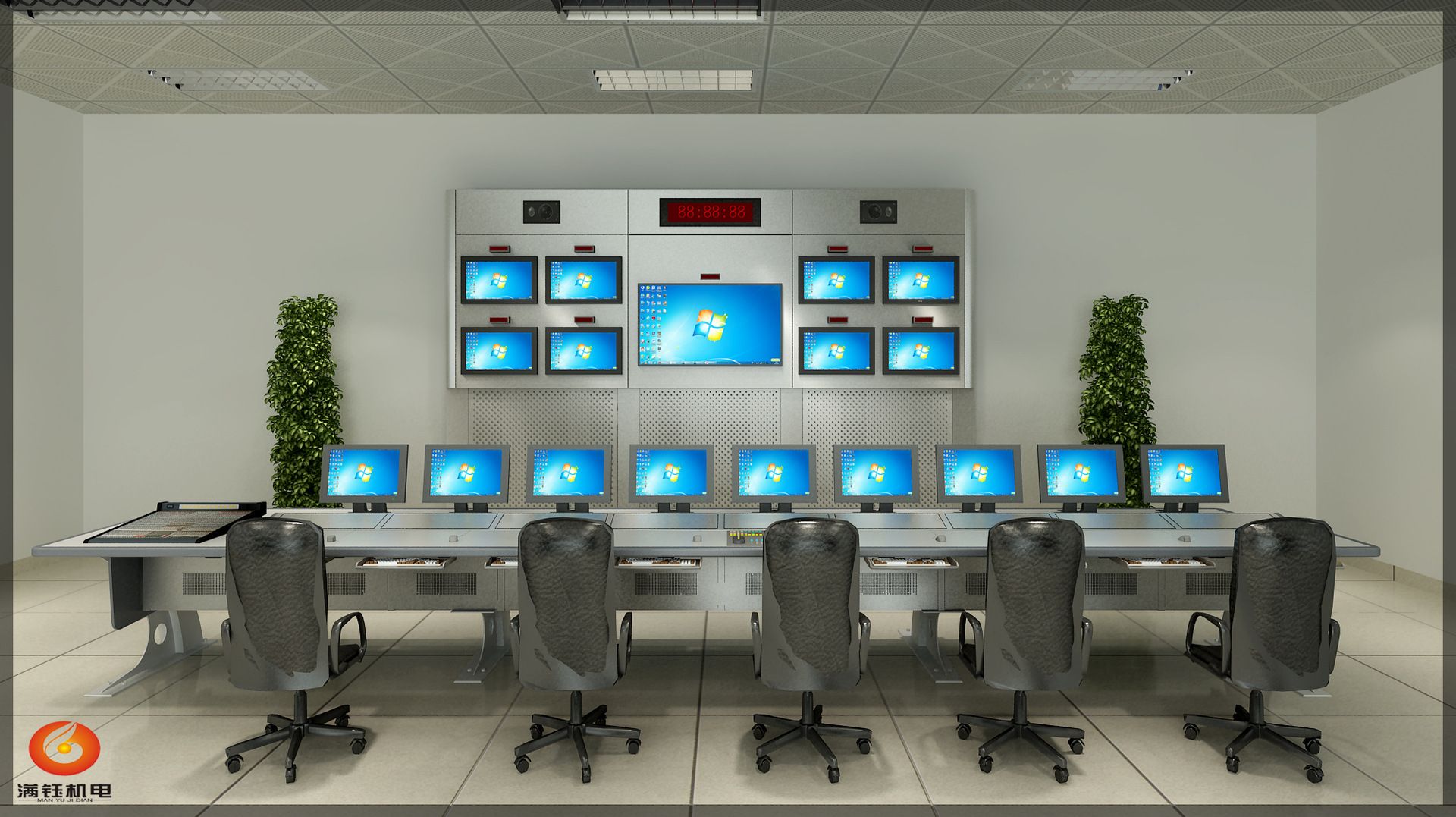 厂家专业定制各式多媒体电视墙控制台 超薄等离子电视墙控制台