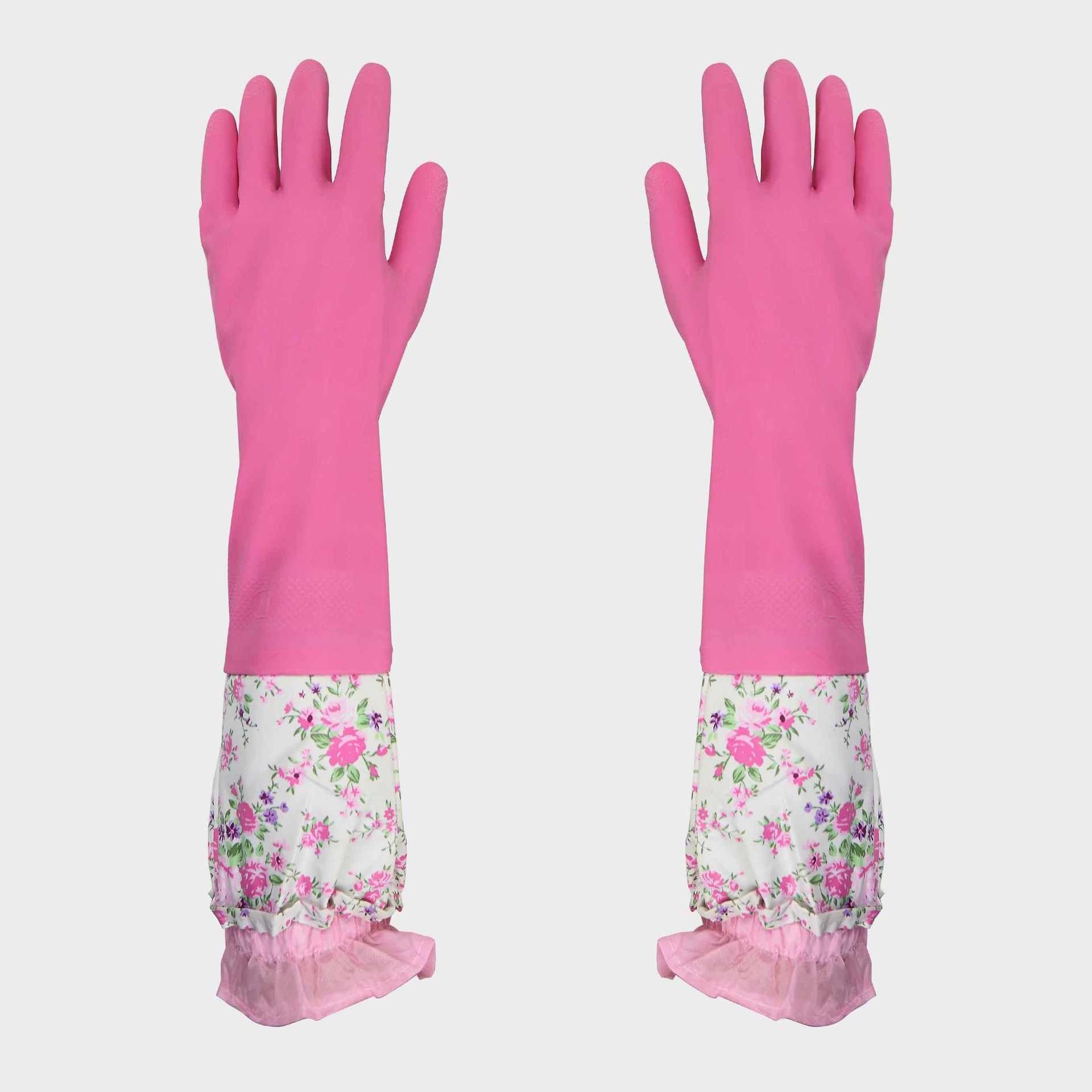 韩版定制款接袖乳胶手套 家务光里绒里加长劳保清洁用品 批发