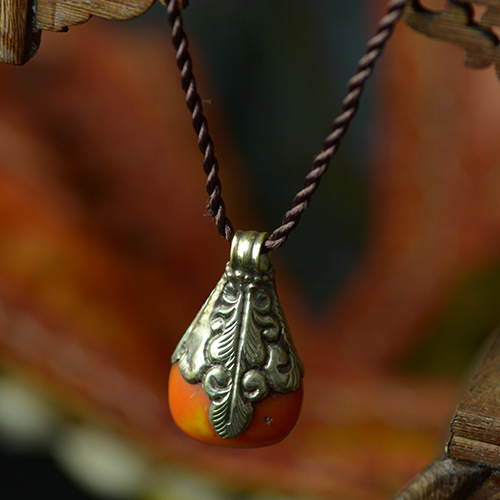 藏饰项饰批发 节日礼物 民族风精美手工藏银吊坠 时尚项链060553