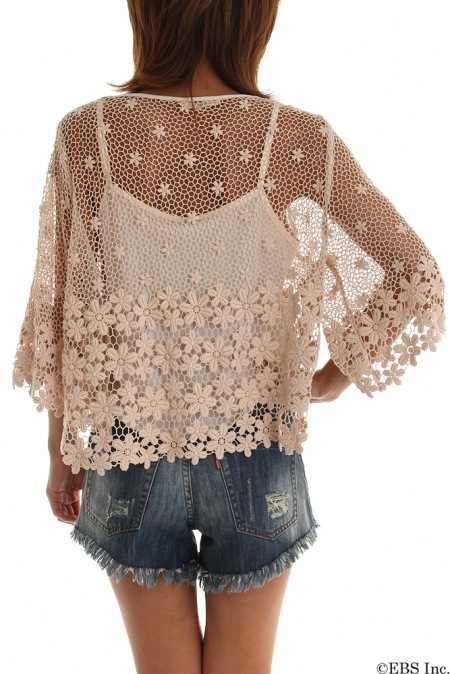 2013日系甜美风 钩花镂空百搭显瘦罩衫针织衫 蕾丝钩花罩衫