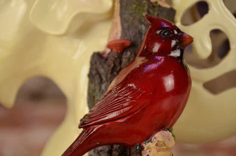 红色吉祥鸟富贵摆件 树脂工艺礼品 时尚创意家居馆 全新热卖