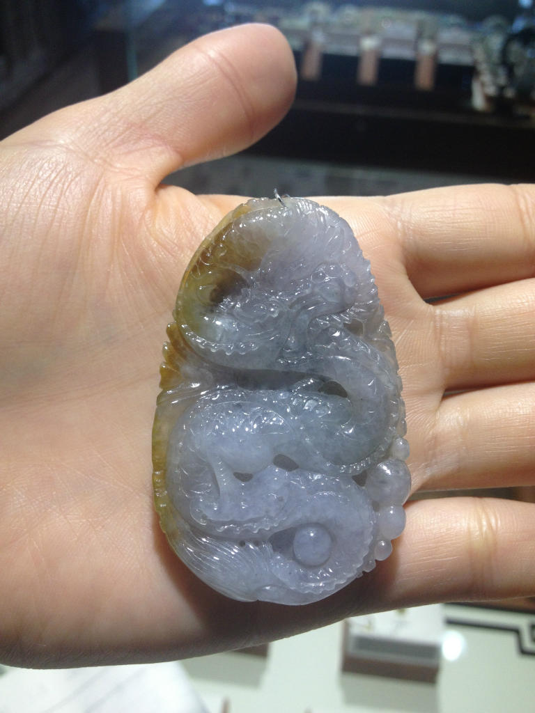 a货翡翠/缅甸玉 黄翡龙牌挂件