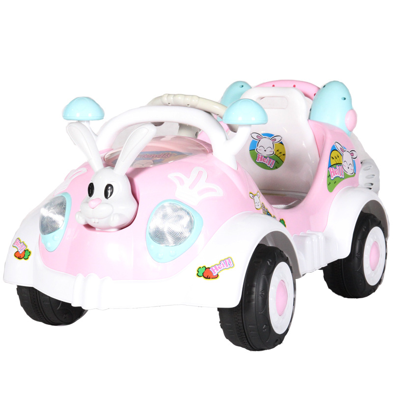 贝瑞佳宝贝兔四轮可坐带遥控儿童电动车婴儿玩具电动车厂家直供