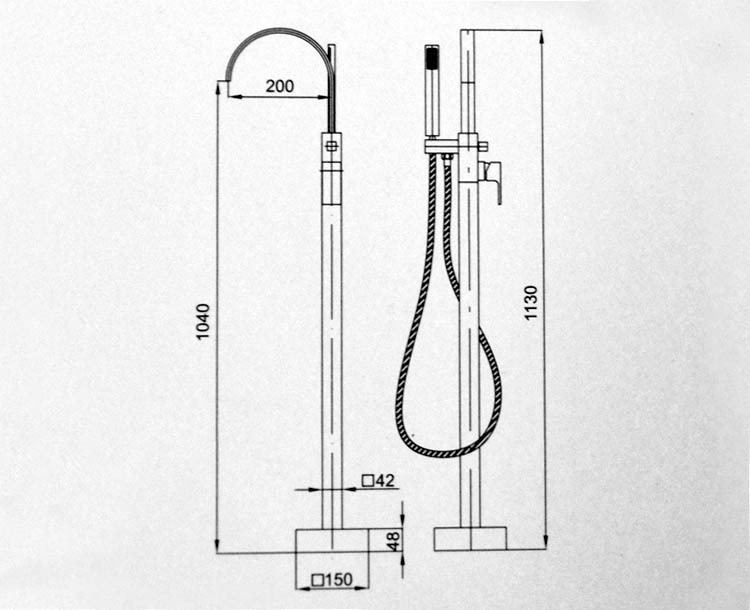 吉之莱厂家全铜方形落地浴缸水龙头单把手冷热淋浴龙头af005