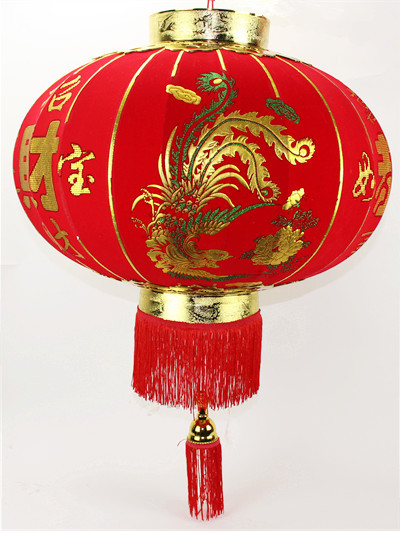 灯笼高级植绒凤凰菜牡丹大红灯笼喜庆婚庆节日装饰挂件中秋灯笼