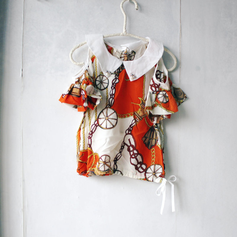 2013夏款 女童爱马仕花形 蝙蝠雪纺t恤 女童上衣t恤 42011