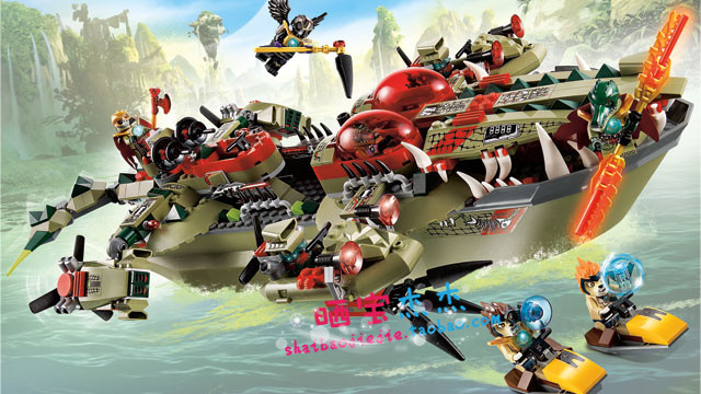 博乐正品 赤马气功神兽传奇系列 鳄霸王指挥船拼装积木10061玩具