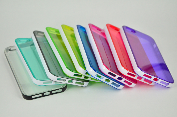 iphon5双色tpupc边框条iphone5s透明保护套双色tpu二合一保护套