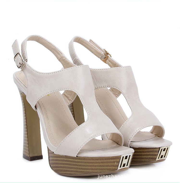 批发 囧牌沃特噶原单方头t型带防水台大牌范简约大方大码女凉鞋