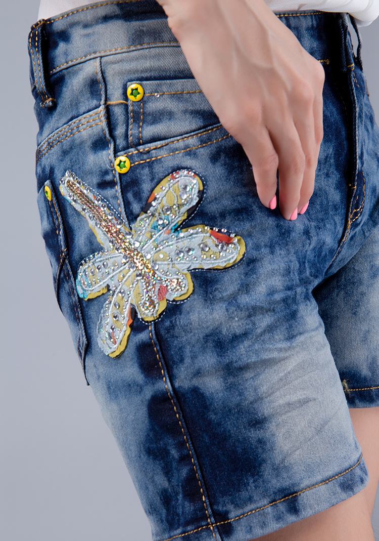 女装特价蝴蝶刺绣牛仔热裤 女士牛仔短裤中腰牛仔裤现货批发图片_22