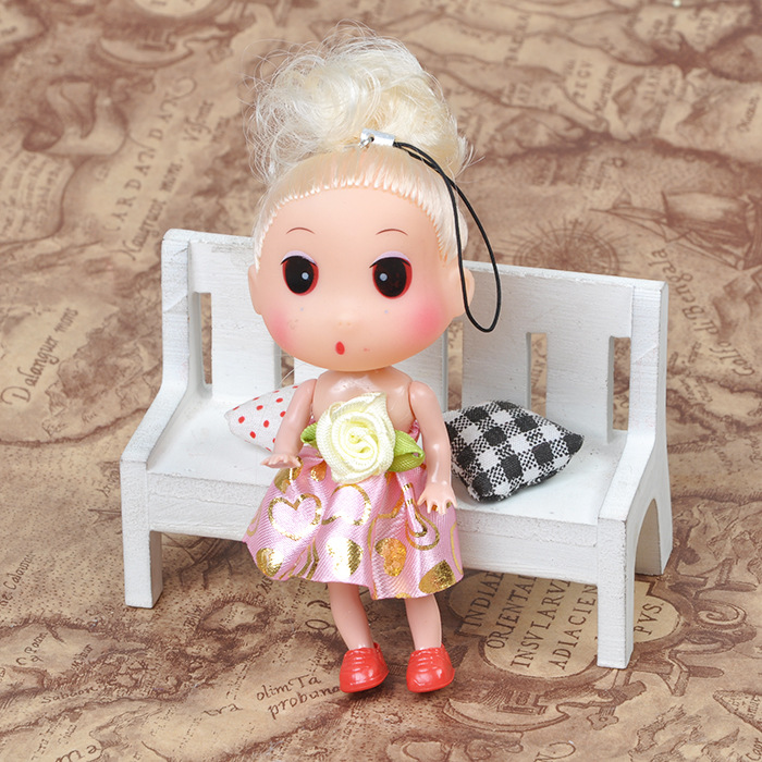 12cm桃心裙大头娃娃 迷糊娃娃 手机挂件 厂家直销 芭比玩具批发图片_4