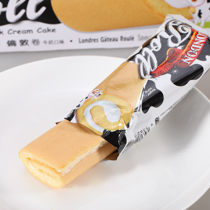 进口 马来西亚 伦敦瑞士卷牛奶味蛋卷432g*12盒/箱 糕点批发