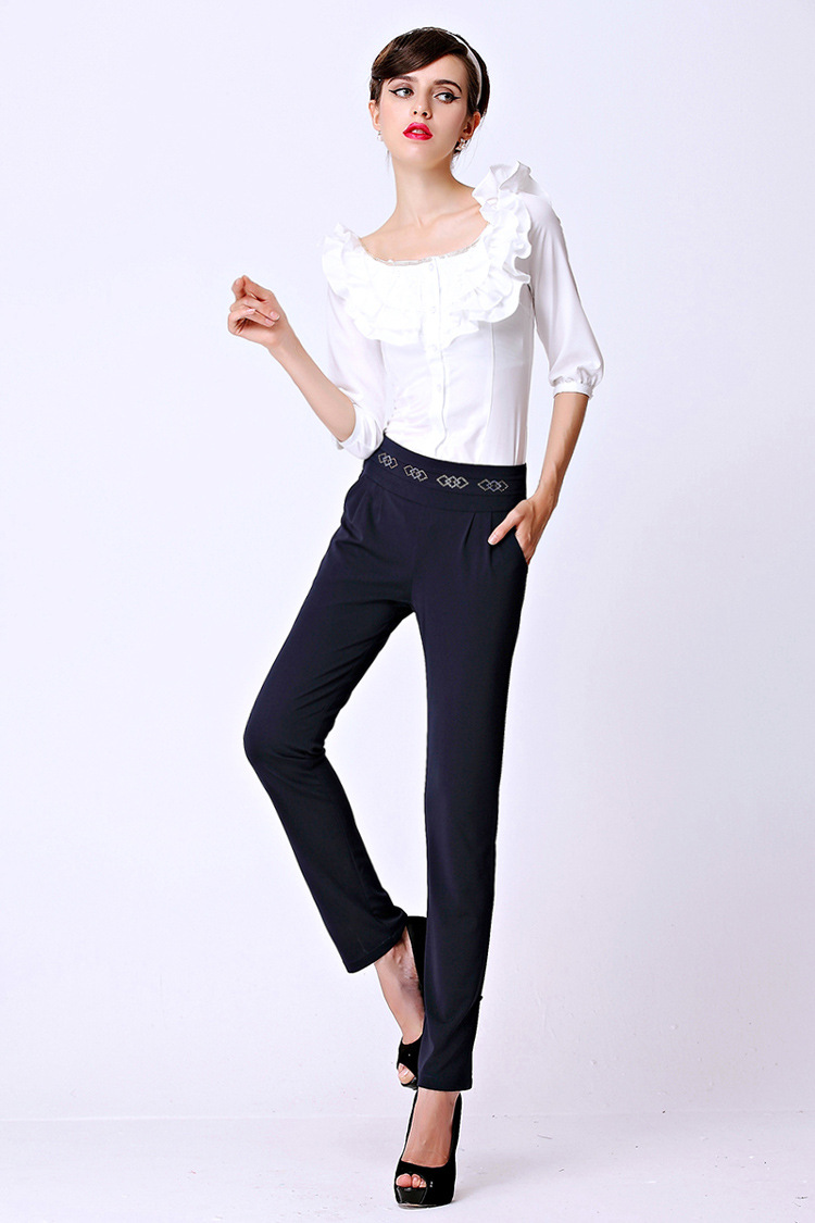 一悠子 女夏装 韩版提臀显瘦休闲小脚女裤 时尚弹力修身铅笔长裤