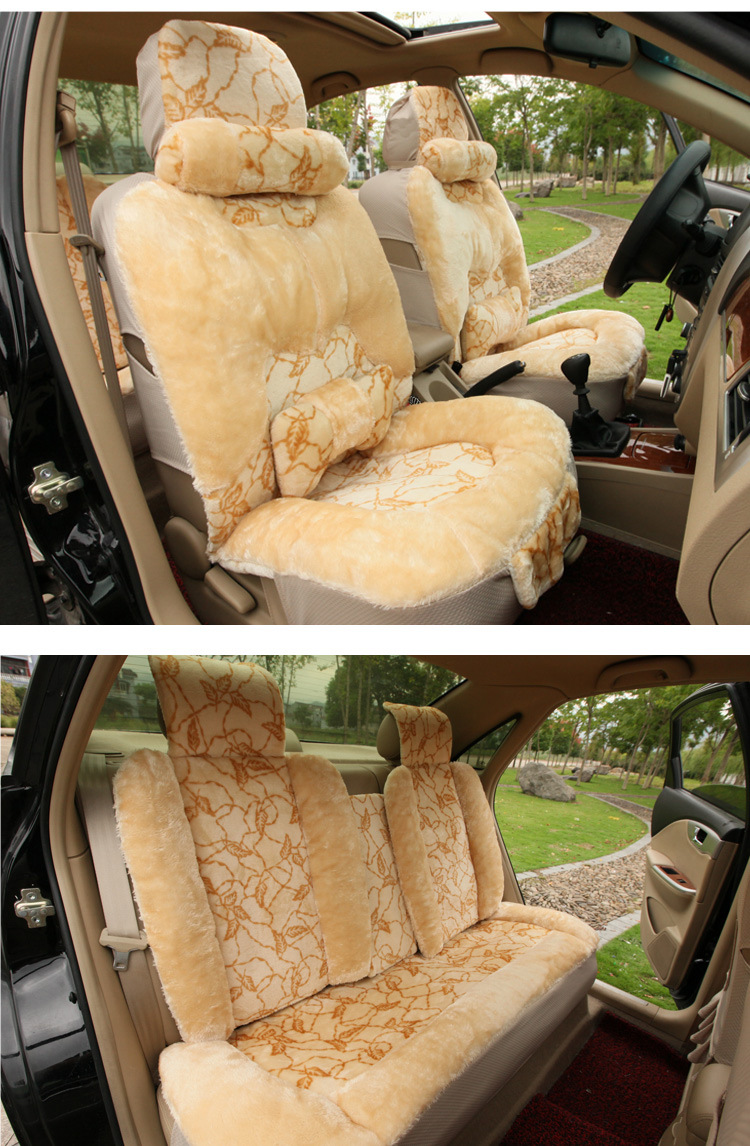 厂家直销批发新款实惠版树叶花毛绒冬季汽车坐垫 座套 通用型坐垫