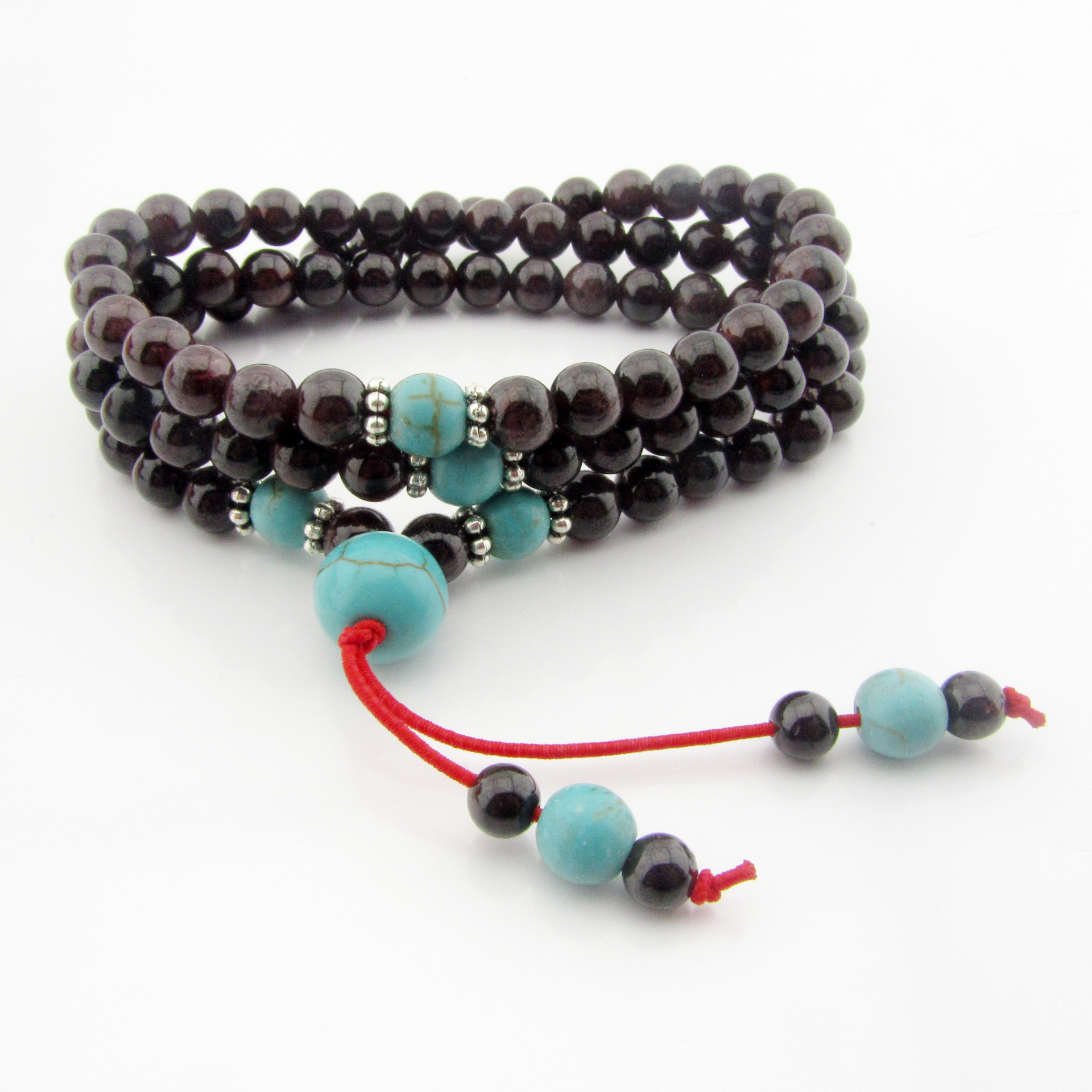 石榴石108颗佛珠 女士美容养颜手工编织手链批发 图片_高清大图