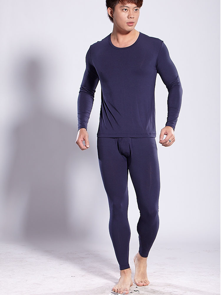男士保暖内衣 保暖内衣专家 纯色内衣 男装莫代尔 圆领贴身内衣