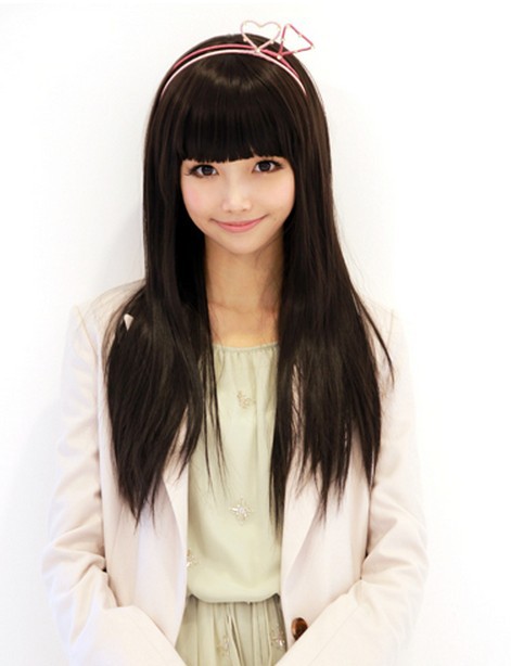 超低价厂家批发长直发日韩非主流经典齐刘海