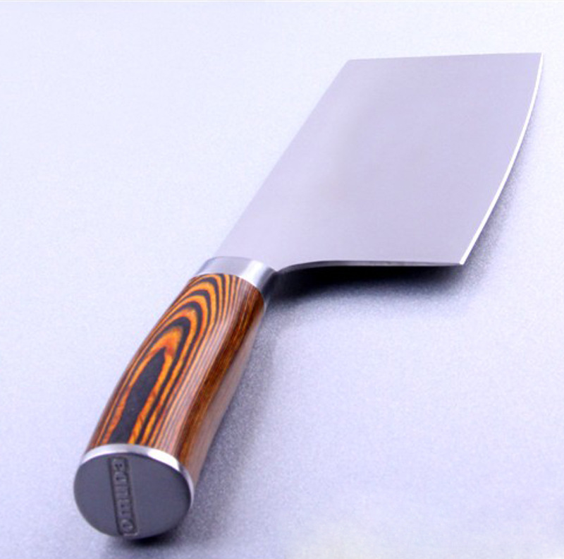 omuda 欧美达专柜产品 彩木手柄 不锈钢 钼钒钢片刀 菜刀