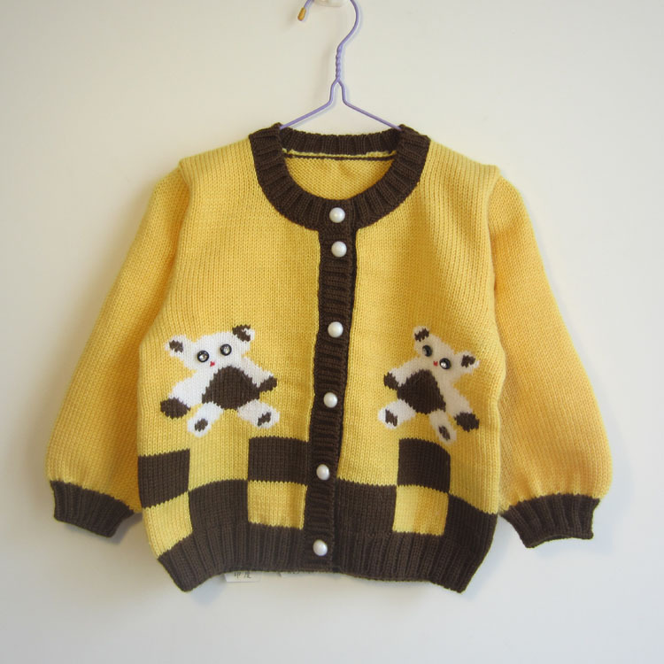 批发手工编织毛衣婴儿毛衣外套儿童毛衣周岁宝宝毛衣开衫小熊