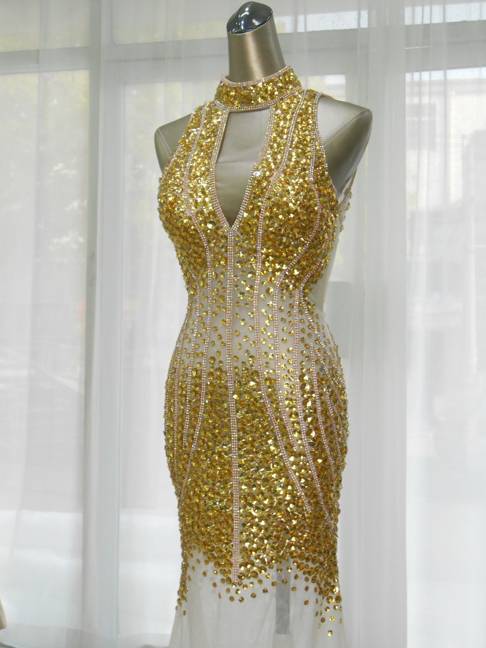 奢华水晶礼服韩版韩式新娘结婚敬酒服晚礼服演出服