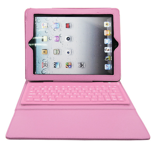 粉色苹果平板电脑保护套 ipad保护套 ipad皮套 带键盘pu皮套