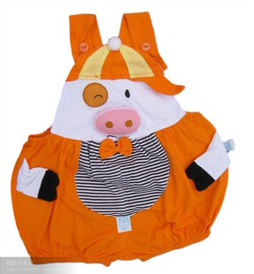 特价包邮麦兜猪连体衣连体装吊带造型衣背带裤哈衣爬服 婴儿服装