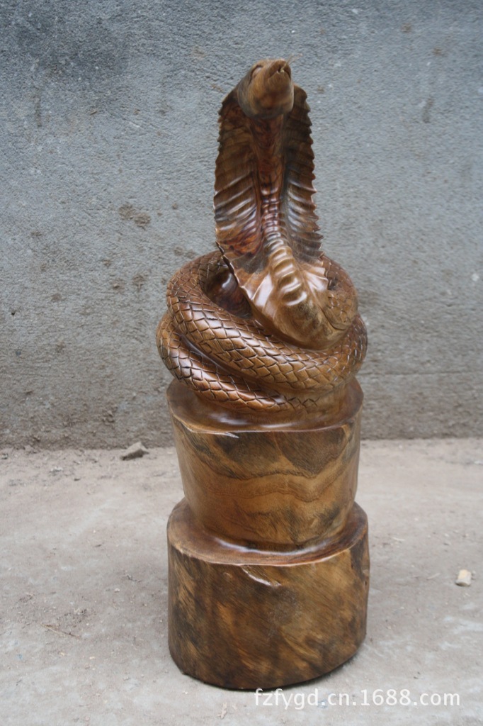 【佛缘】木雕根雕香樟木生肖蛇蛇年礼品家居饰品创意古玩摆件4368