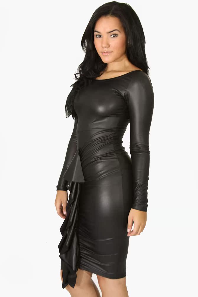 外贸2014新款连衣皮裙性感欧美夜店礼服派对晚裙