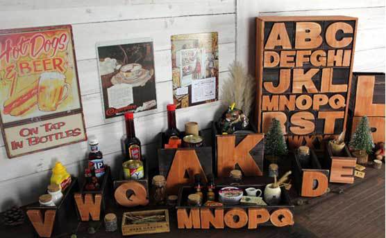 zakka杂货复古实木床头收纳柜文艺风26英文字母柜抽屉储物柜