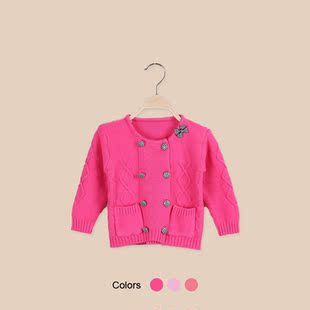 逸诺2013秋冬款双排扣儿童针织衫 女童毛衣线衣 三色入