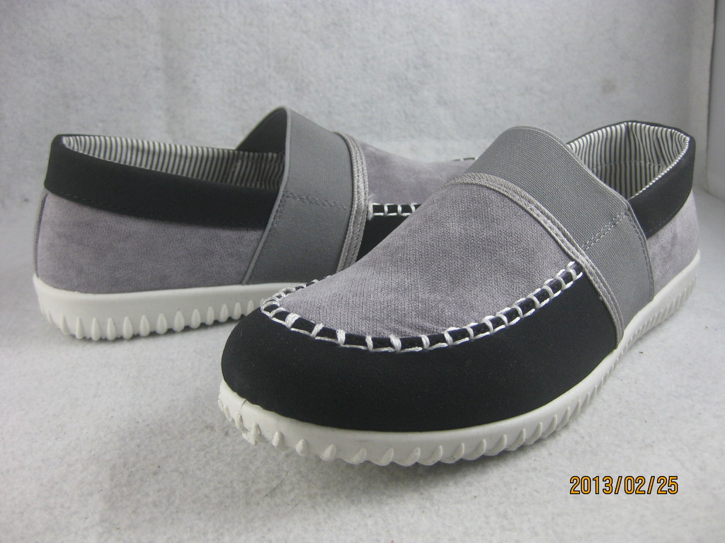 豪洛巴奴b03灰色 懒人鞋 拼色韩版休闲鞋 新春款男式帆布鞋批发