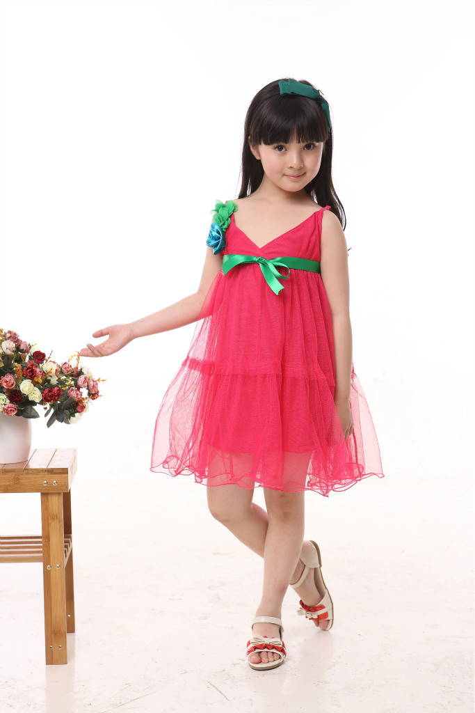 2013爆款纱裙 带花朵吊带儿童纱裙 韩版女童连衣裙 儿童纱裙