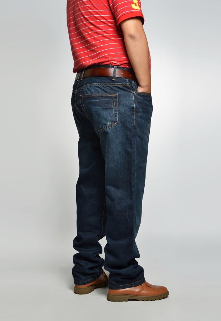 外贸款 冬季新品时尚简约休闲肥佬加大码男士直筒牛仔裤