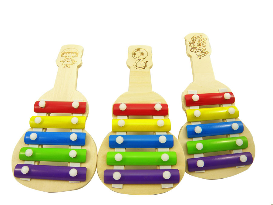 yx481 小号多款五音琴 木制可拖拉敲