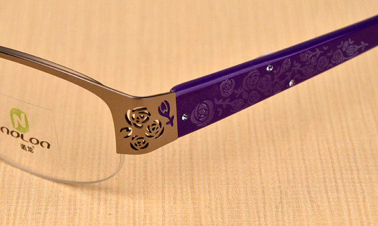 新款金属眼镜架紫色品牌眼镜框时尚半框平光眼镜批发代理nl1013