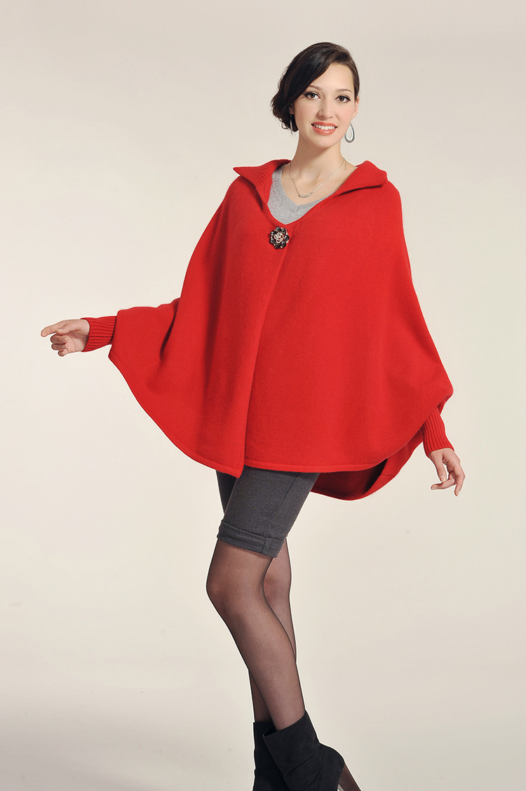 新款披风2013纯羊绒披风红色春山羊绒女士高档纯毛披风一件代发