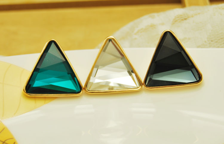 b1440 韩版三角形耳环 多色璀璨水晶螺旋耳夹 耳钉批发 厂家直销