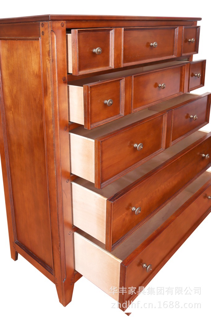 家具厂家直销 中国名牌 大连华丰 美式风格 成套卧室家具 抽屉柜