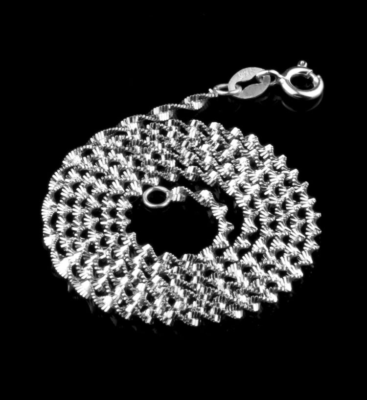 时尚配链 2mm粗 百搭双水波链 925纯银项链