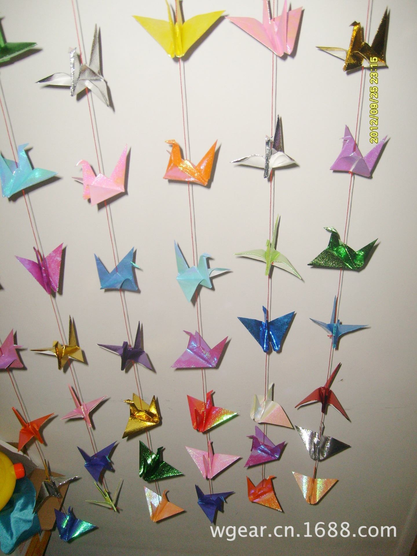 场所挂件多色珠光纸鹤串 千纸鹤成品串 1.2米10cm10只