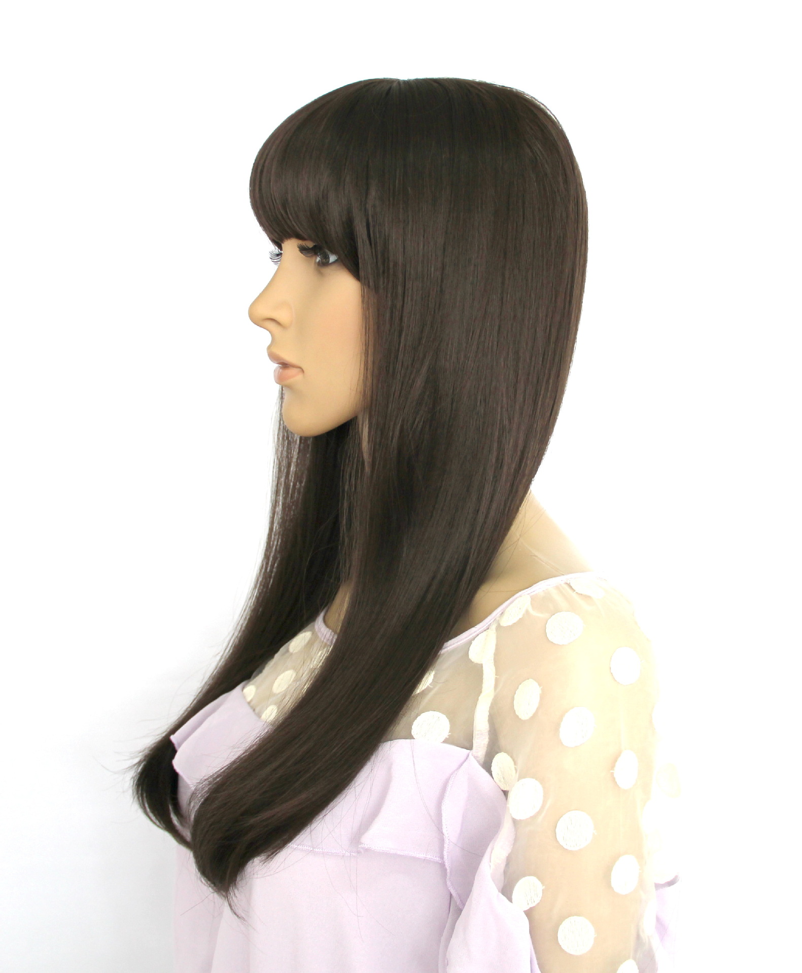 岚洋假发齐刘海长直假发梨花头假发微卷