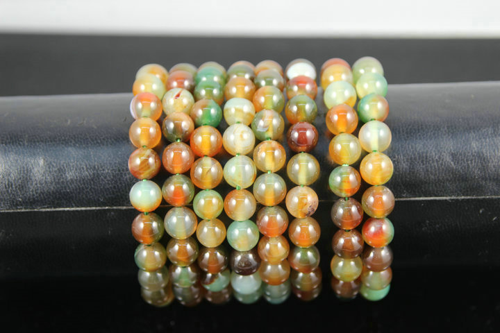 珠径8mm22颗孔雀龙纹玛瑙手链 时尚宝石玛瑙 义乌饰品 手串批发