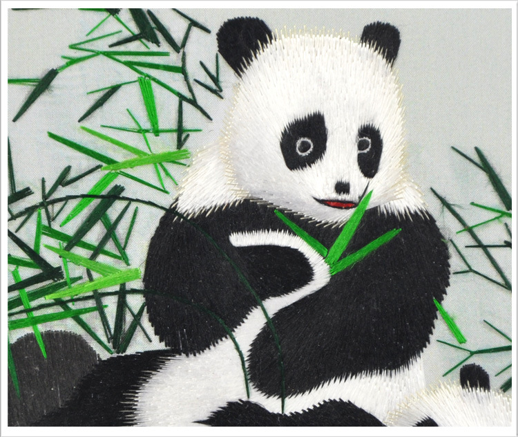 熊猫刺绣 工艺品手工制作 中国民族手工艺品 苏州特色礼品