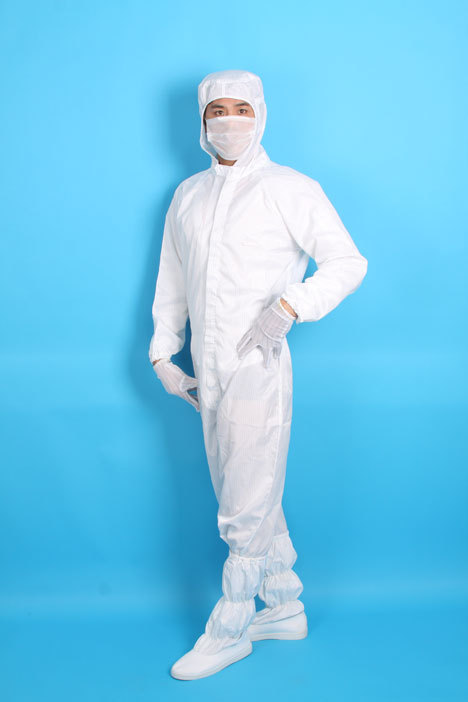 现货供应白色防静电服连帽分体服