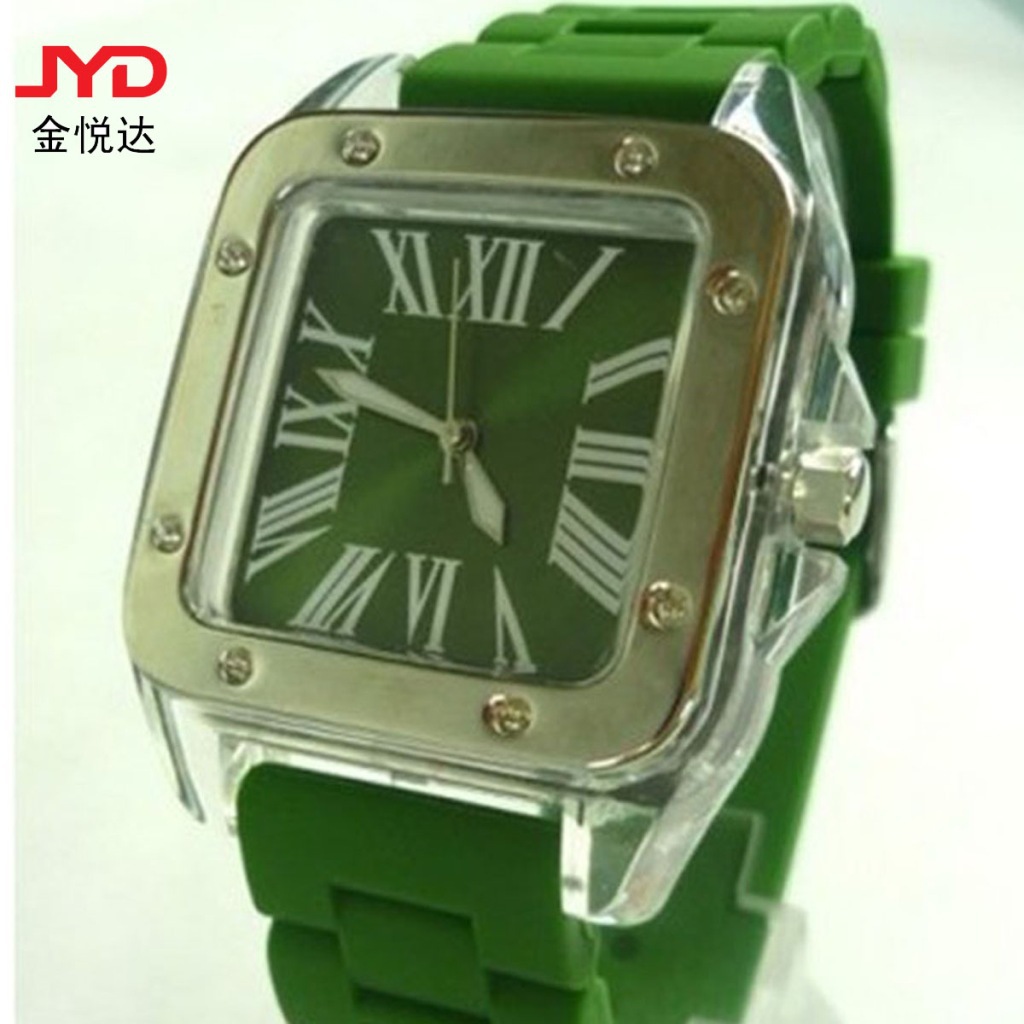 厂家直销方形时尚硅胶手表个性潮流硅胶表可定做logo价格超低