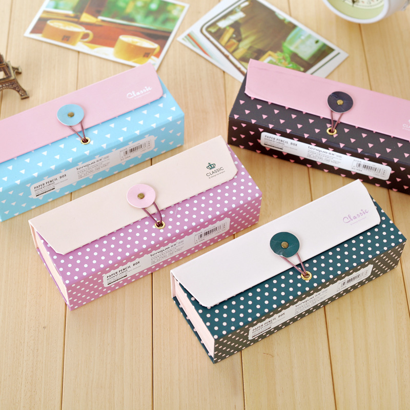 s160韩国文具 lgbd-2351波点-纸笔盒 创意纸质笔盒