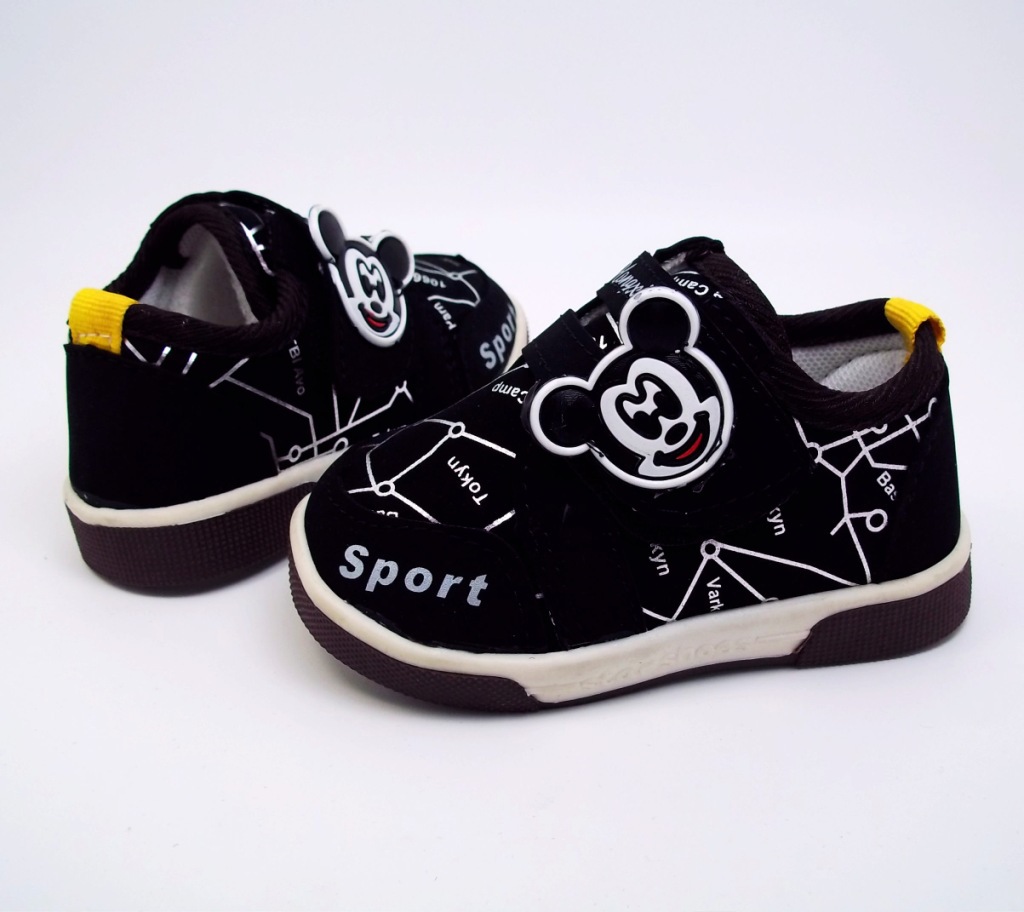 米奇卡通新款儿童板鞋 正品黑色日韩外贸童