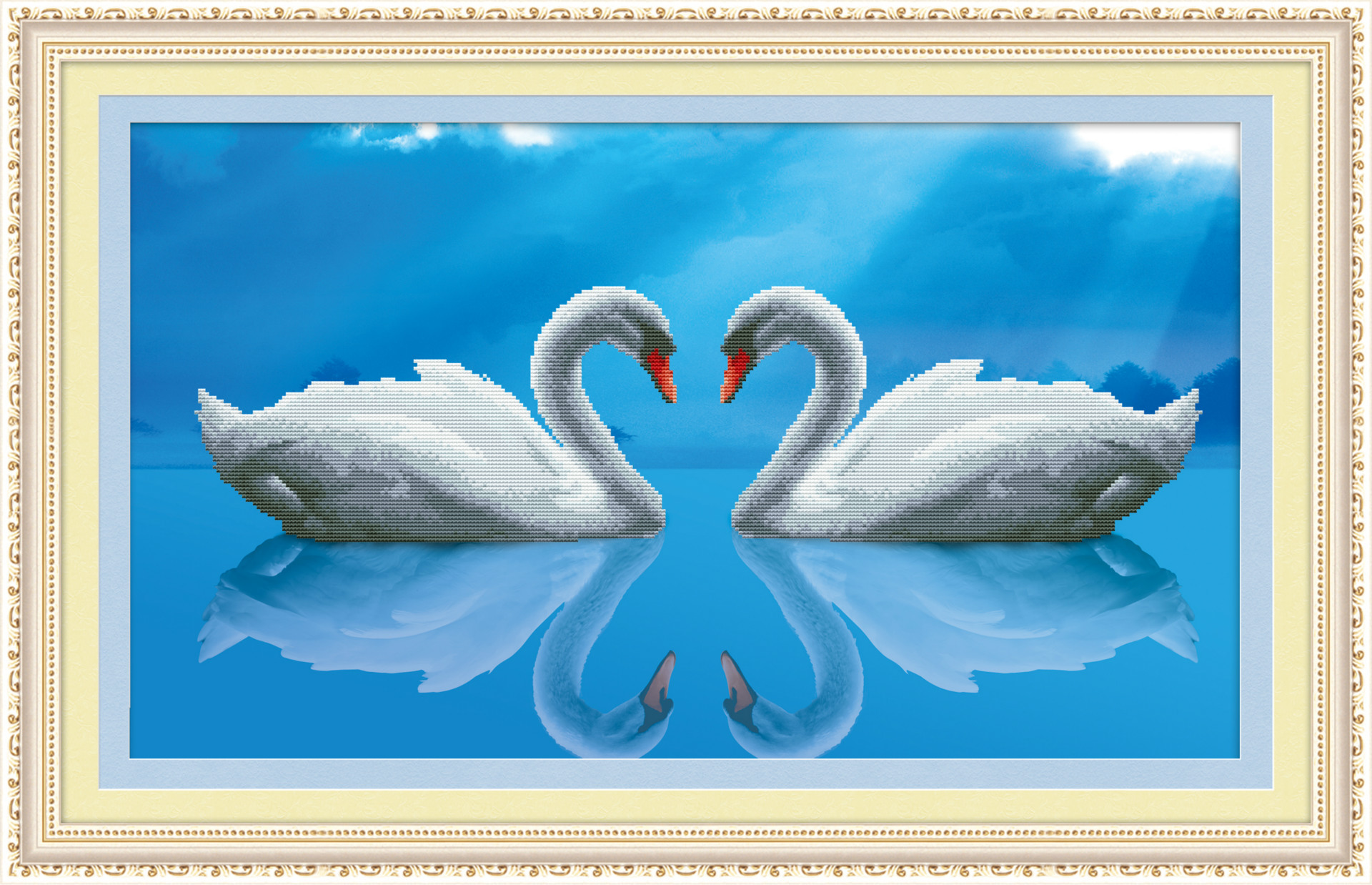 新款5d精准印布十字绣d9059心心相印